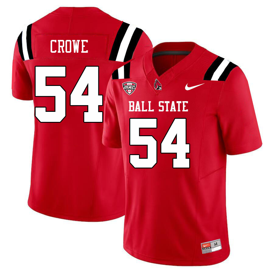 Ball State Cardinals #54 Ethan Crowe College Football Jerseys Stitched-Cardinal